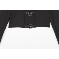 Black Slim Hollow Out Long Sleeve Club Sexy Crop Tank Top Women Blouse